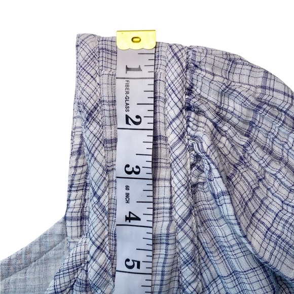 True Craft Blue and White Smocked Ruffled Blouse - Picture 9 of 10